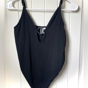 Divided H&M bodysuit — silver ring in middle